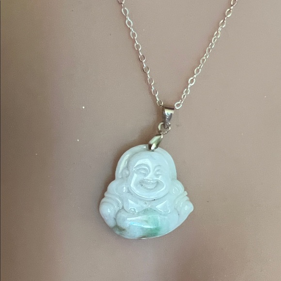 Fashion Jewelry Jewelry - Elegant plated silverJade Buddha Pendant Necklace
